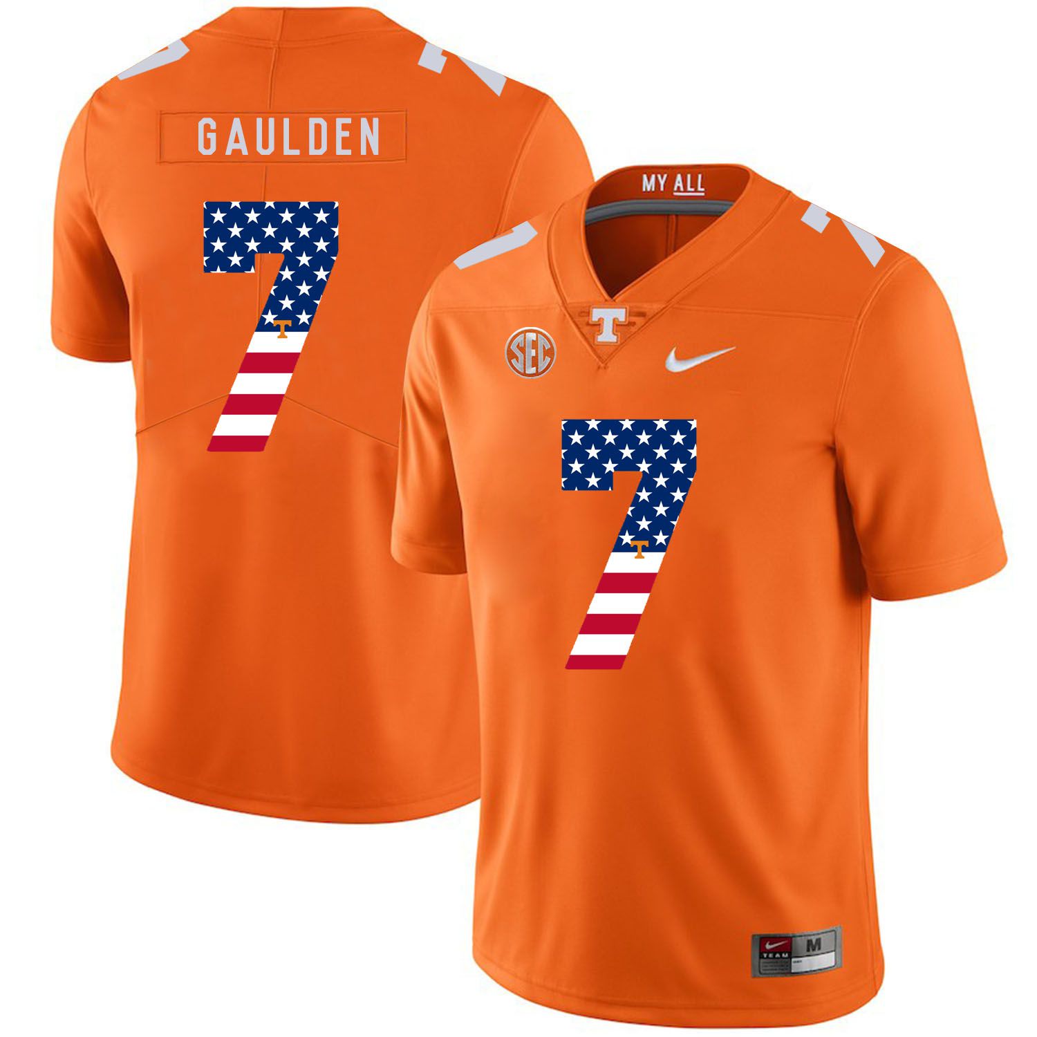 Men Tennessee Volunteers #7 Gaulden Orange Flag Customized NCAA Jerseys->customized ncaa jersey->Custom Jersey